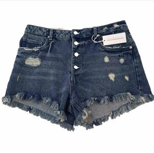Distressed Denim Shorts Blue Frayed Cutoffs Booty High Rise SWS NWT Size 13
